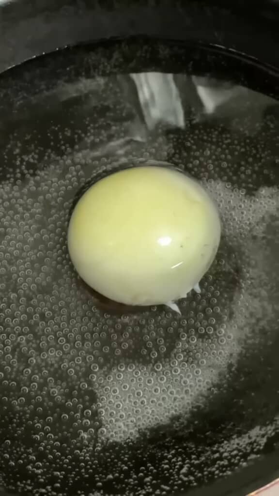 湯の中に丸ごと入れられたタコの卵