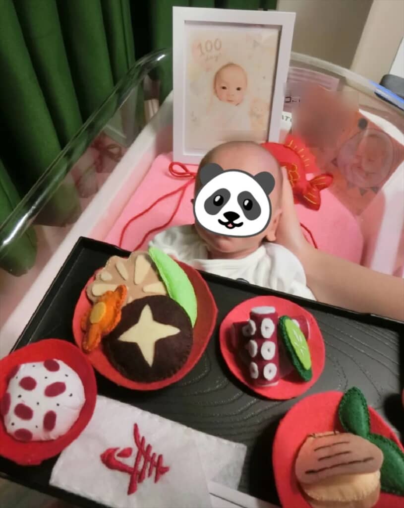お食い初めの記念写真