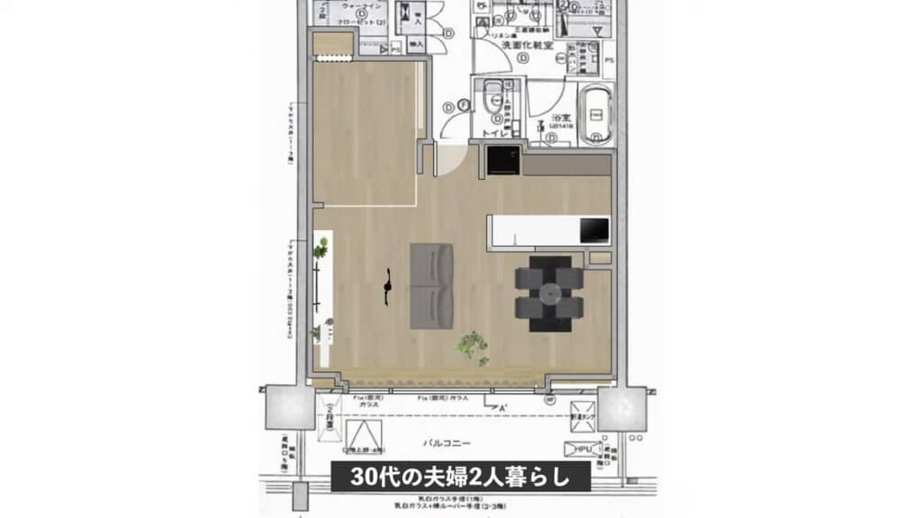 30代夫婦が暮らす家のレイアウト図