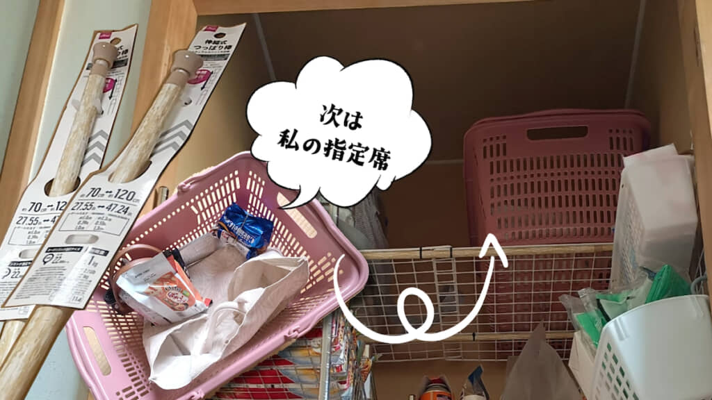 つっぱり棒とワイヤーネットで棚を作る