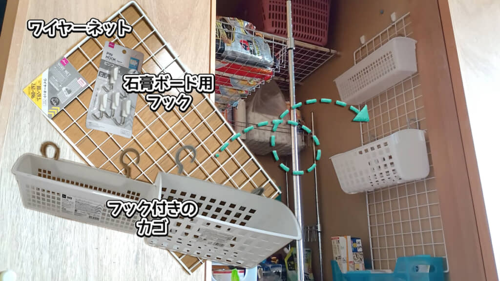 空いている壁にも収納アイテムを設置