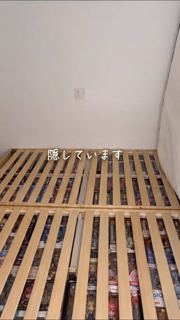 ベッド下に隠された大量のフィギュア