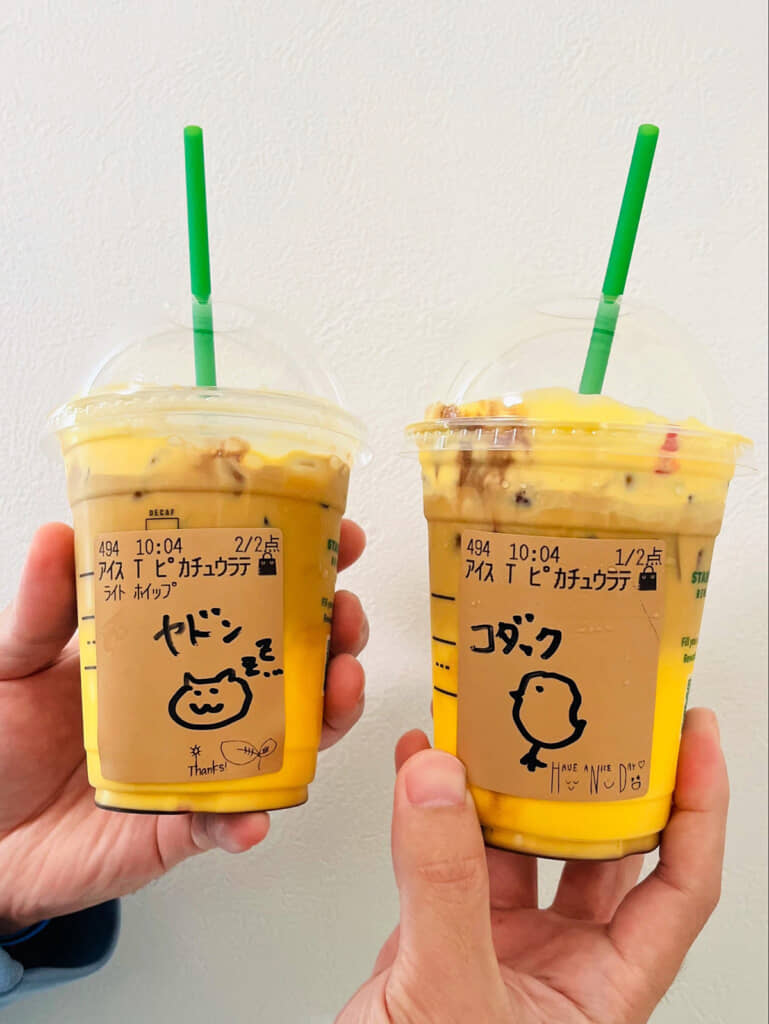店員さんが描いたヤドン(?)とコダック(?)