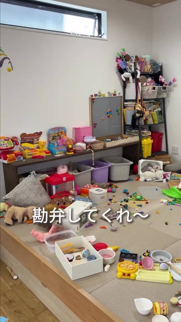 家中におもちゃが散乱