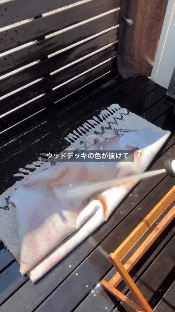 水で流すも落ちなそう……
