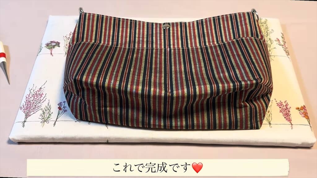 完成した反物バッグ。めちゃくちゃステキです……!