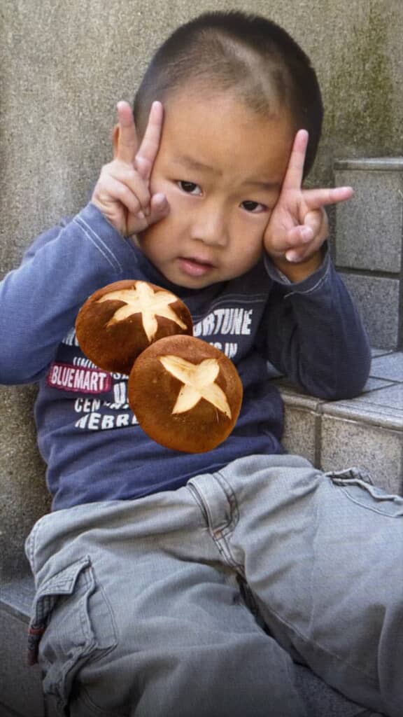“しいたけ小僧”だった3歳当時の安部虎太朗さん