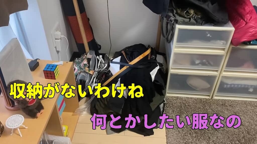 仕方なく床に置きっぱなしになっている服も