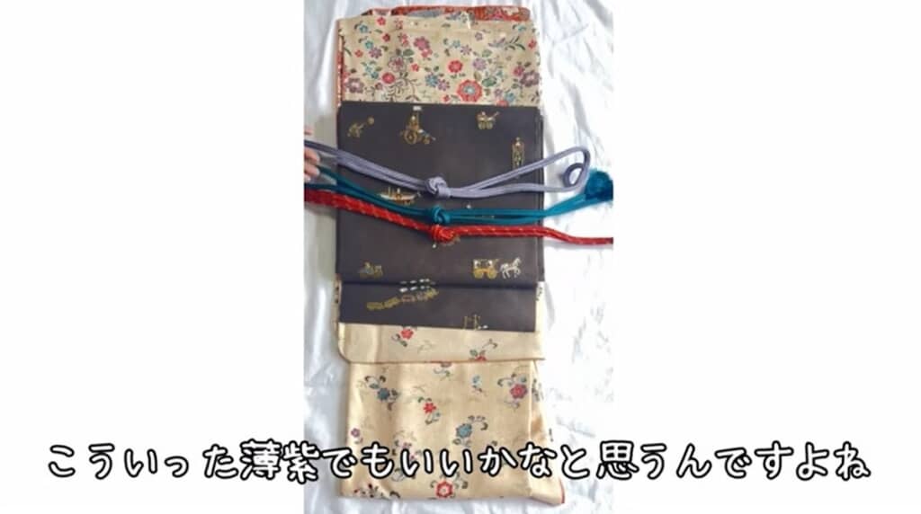 3種類の帯締めを合わせてみます